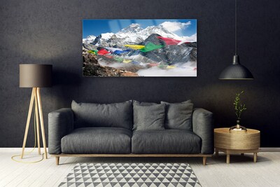 Glass Print Mountains landscape blue grey white