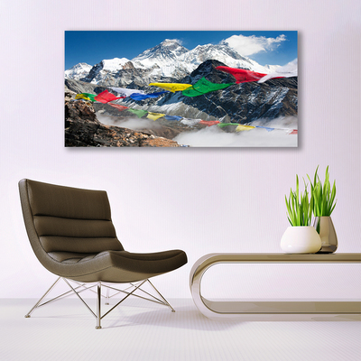 Glass Print Mountains landscape blue grey white