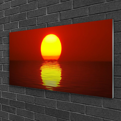 Glass Print Sunset sea landscape orange yellow