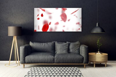 Glass Print Rose petals floral red white