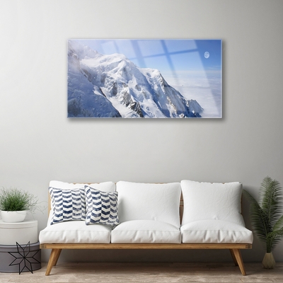 Glass Print Mountains landscape blue white