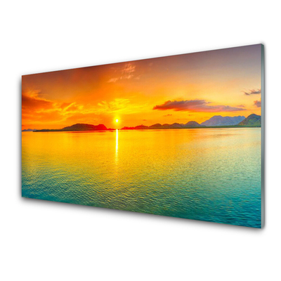 Glass Print Sea sun landscape yellow blue