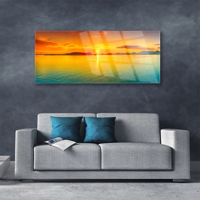 Glass Print Sea sun landscape yellow blue