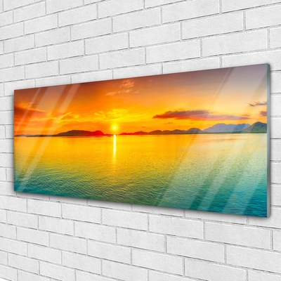 Glass Print Sea sun landscape yellow blue