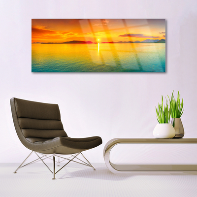 Glass Print Sea sun landscape yellow blue