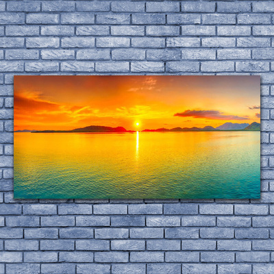 Glass Print Sea sun landscape yellow blue