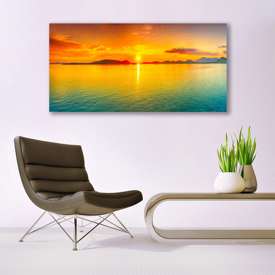 Glass Print Sea sun landscape yellow blue