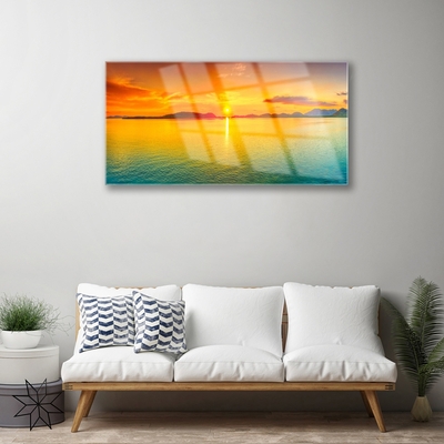 Glass Print Sea sun landscape yellow blue