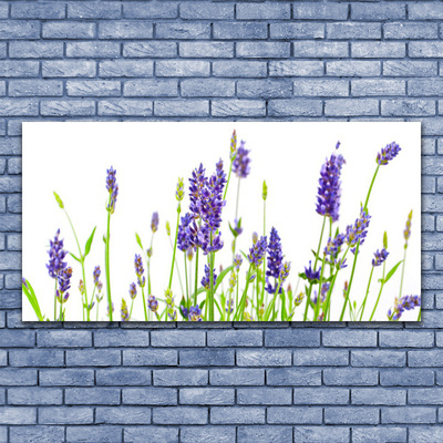 Glass Print Flowers floral purple green white