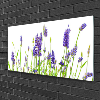 Glass Print Flowers floral purple green white
