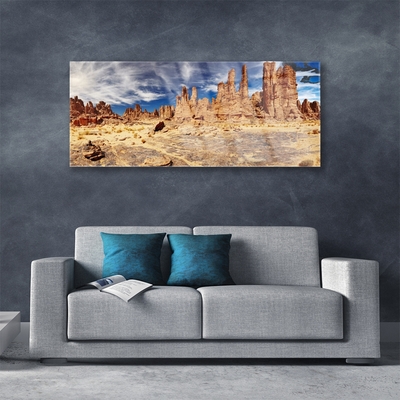 Glass Print Desert landscape brown white blue