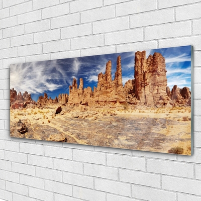 Glass Print Desert landscape brown white blue