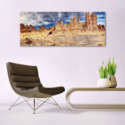 Glass Print Desert landscape brown white blue