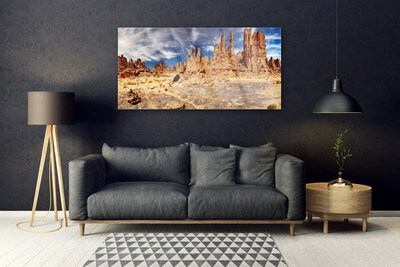 Glass Print Desert landscape brown white blue