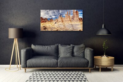 Glass Print Desert landscape brown white blue