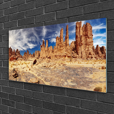 Glass Print Desert landscape brown white blue