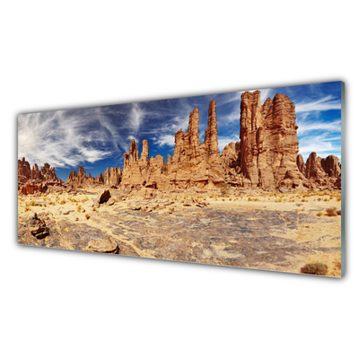 Glass Print Desert landscape brown white blue