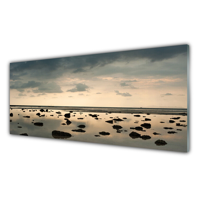 Glass Print Water landscape grey