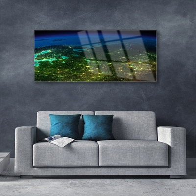 Glass Print Abstract art green blue