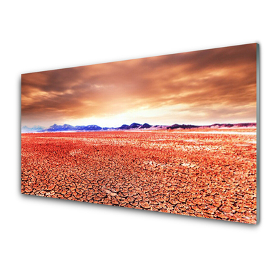 Glass Print Desert landscape red blue