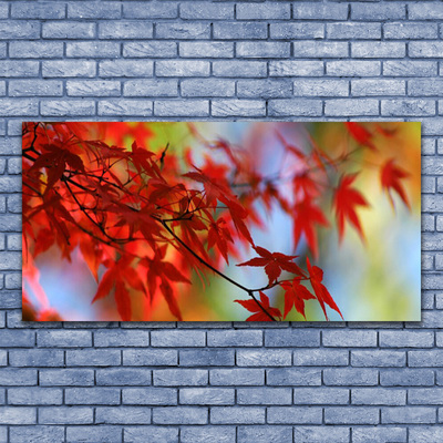 Glass Print Leaves nature red