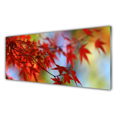 Glass Print Leaves nature red