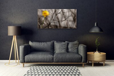 Glass Print Branch flower floral grey yellow