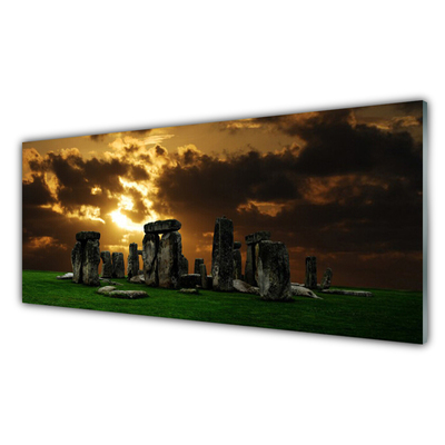 Glass Print Stones landscape grey green