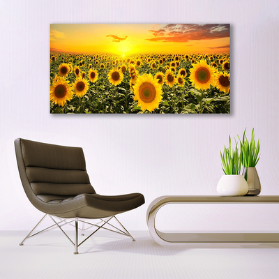 Glass Print Sunflowers floral yellow green