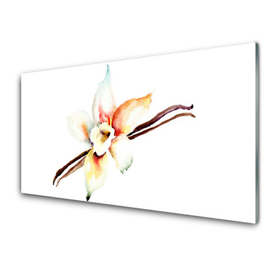 Glass Print Flower art white brown red