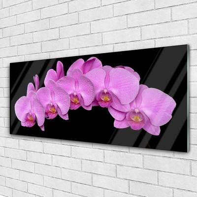 Glass Print Flowers floral pink black