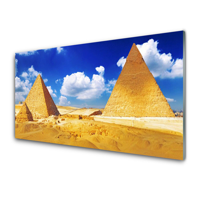 Glass Print Desert pyramids landscape yellow blue