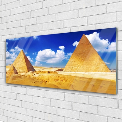 Glass Print Desert pyramids landscape yellow blue