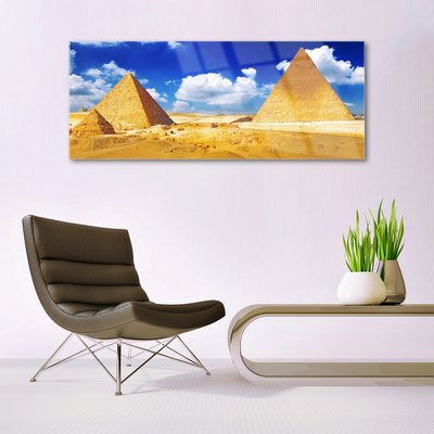 Glass Print Desert pyramids landscape yellow blue