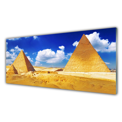 Glass Print Desert pyramids landscape yellow blue