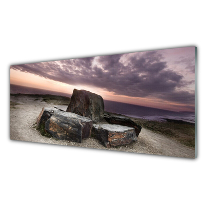 Glass Print Rock landscape grey pink