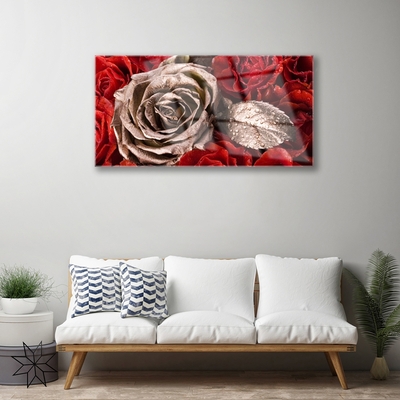 Glass Print Roses floral red