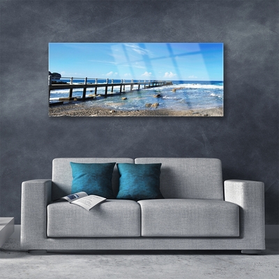 Glass Print Ocean beach landscape blue