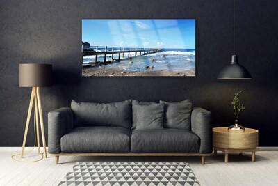 Glass Print Ocean beach landscape blue