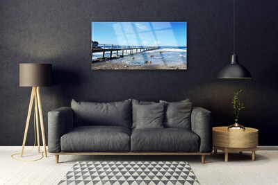 Glass Print Ocean beach landscape blue