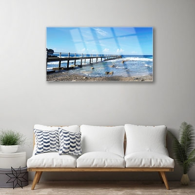 Glass Print Ocean beach landscape blue