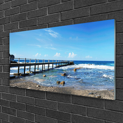 Glass Print Ocean beach landscape blue