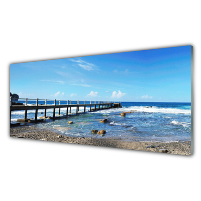 Glass Print Ocean beach landscape blue