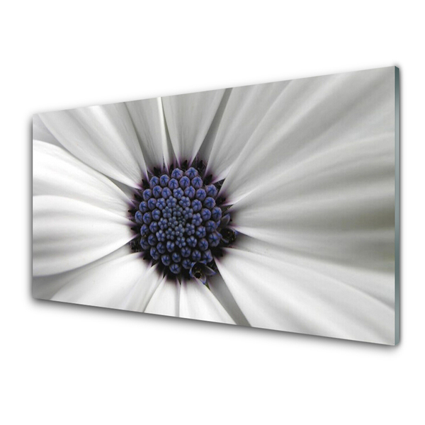 Glass Print Flower floral white grey purple