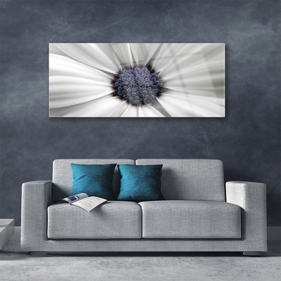 Glass Print Flower floral white grey purple