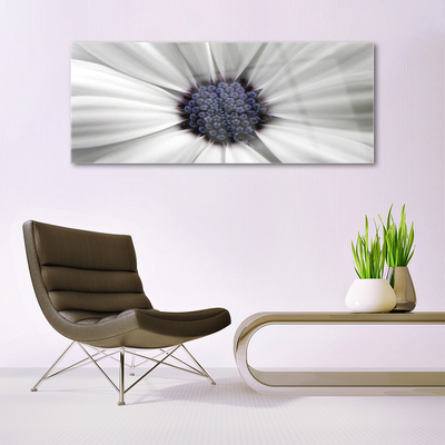 Glass Print Flower floral white grey purple