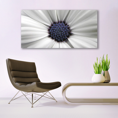 Glass Print Flower floral white grey purple