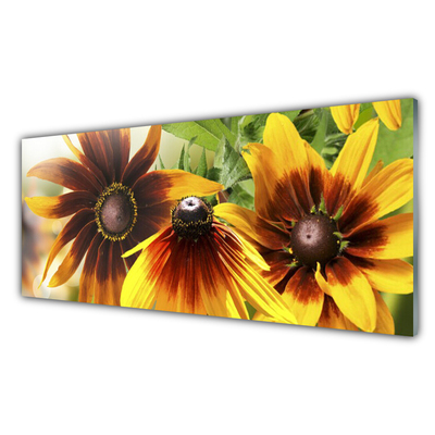 Glass Print Flowers floral brown yellow