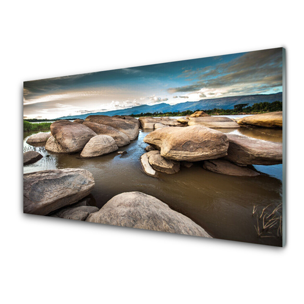 Glass Print Rock landscape grey