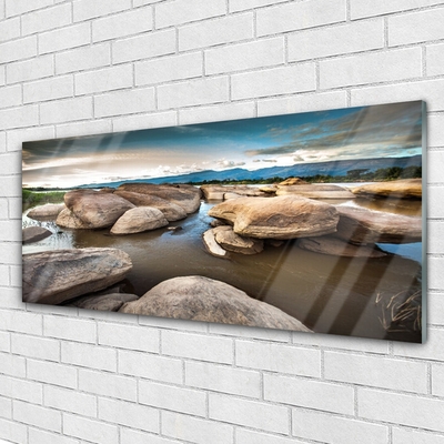 Glass Print Rock landscape grey